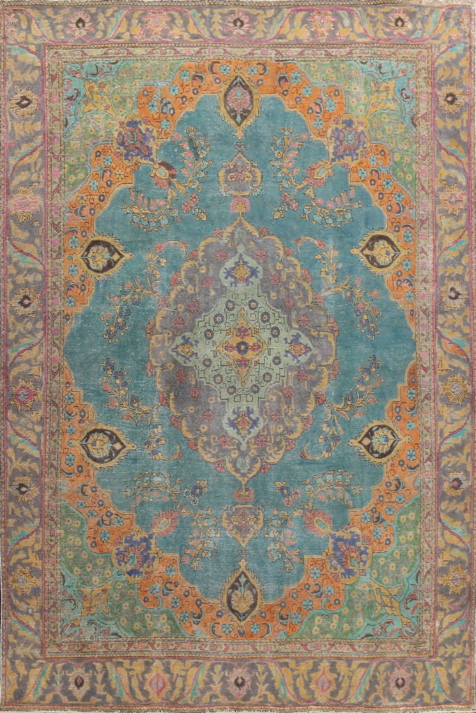 Traditional Distressed Tabriz Persian Area Rug 9x13