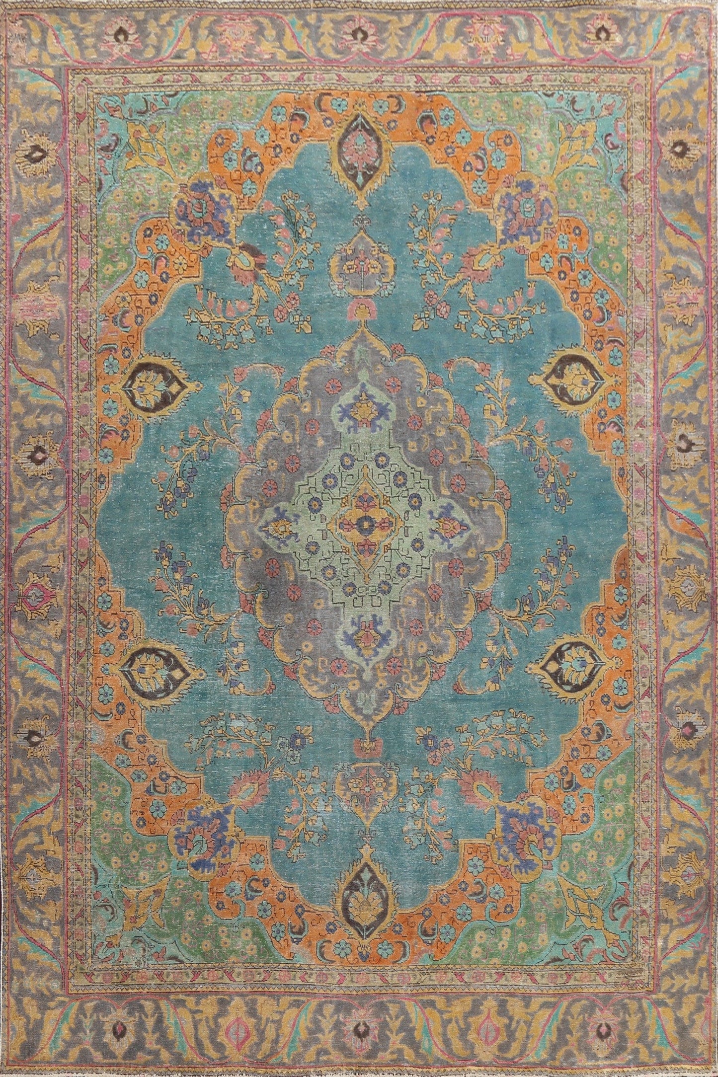 Traditional Distressed Tabriz Persian Area Rug 9x13