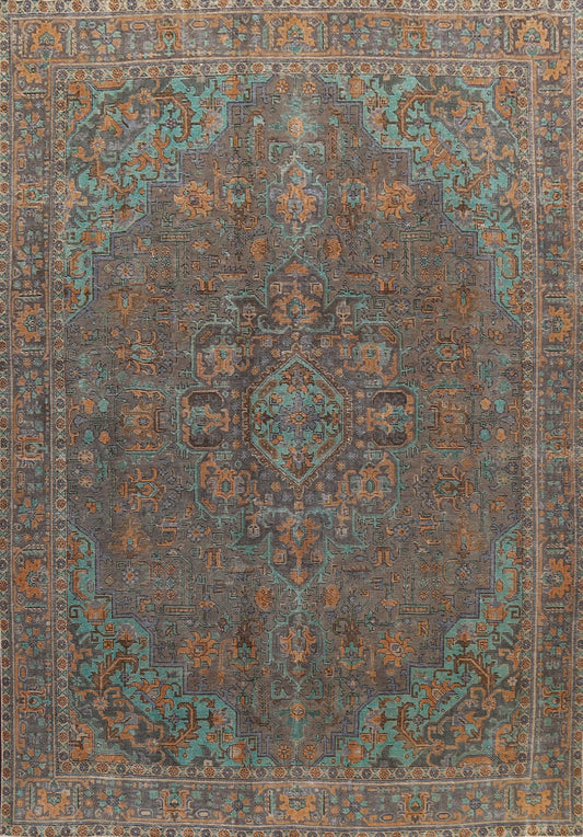 Traditional Distressed Tabriz Persian Area Rug 10x12