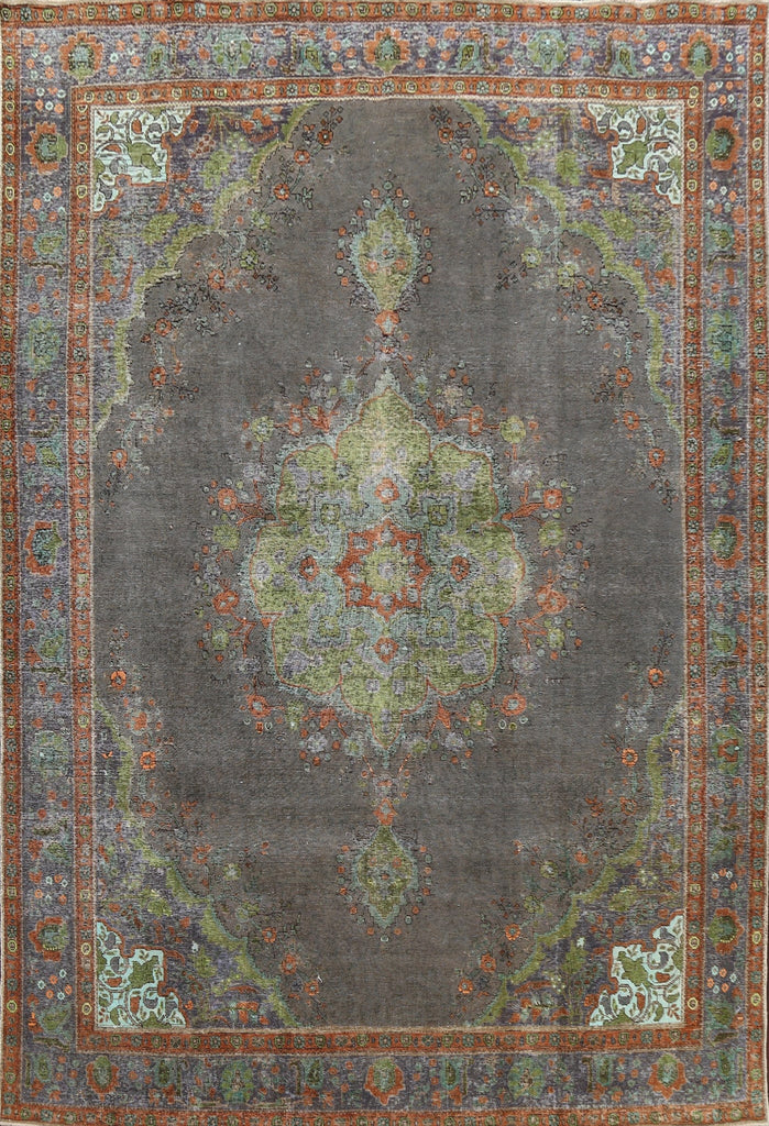 Traditional Distressed Tabriz Persian Area Rug 10x12