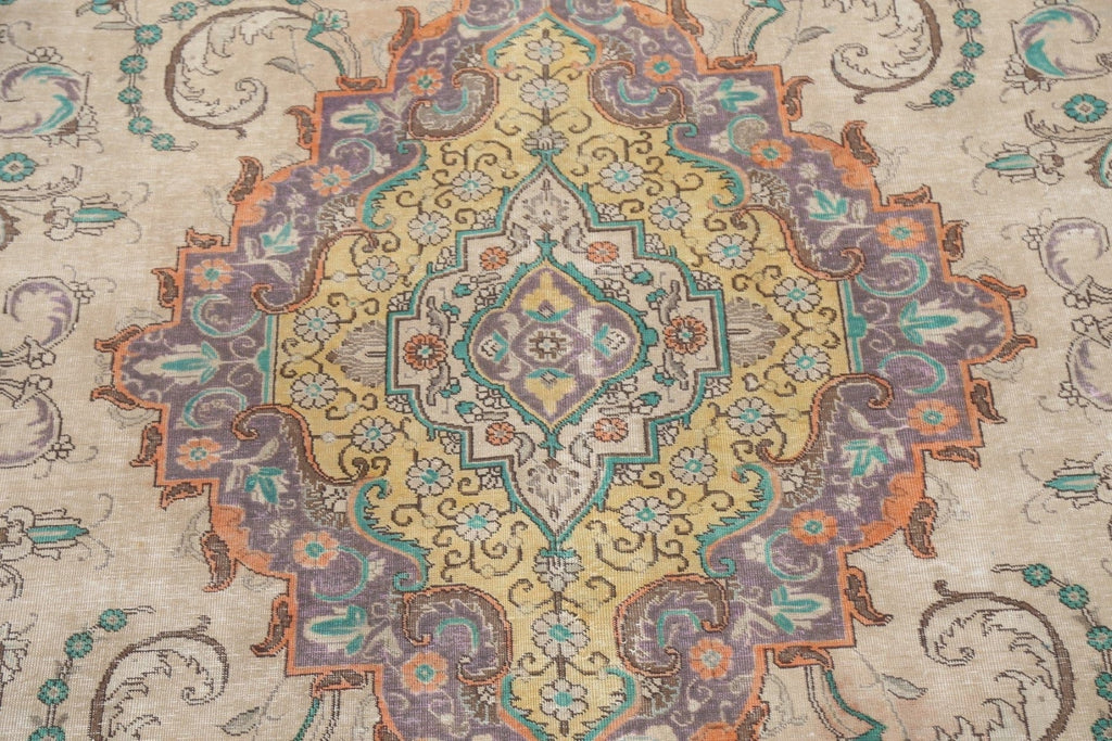 Traditional Distressed Tabriz Persian Area Rug 10x14