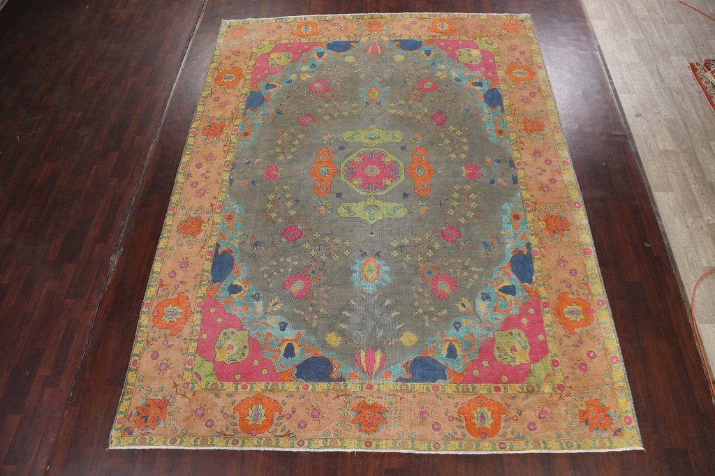 Traditional Distressed Tabriz Persian Area Rug 10x12