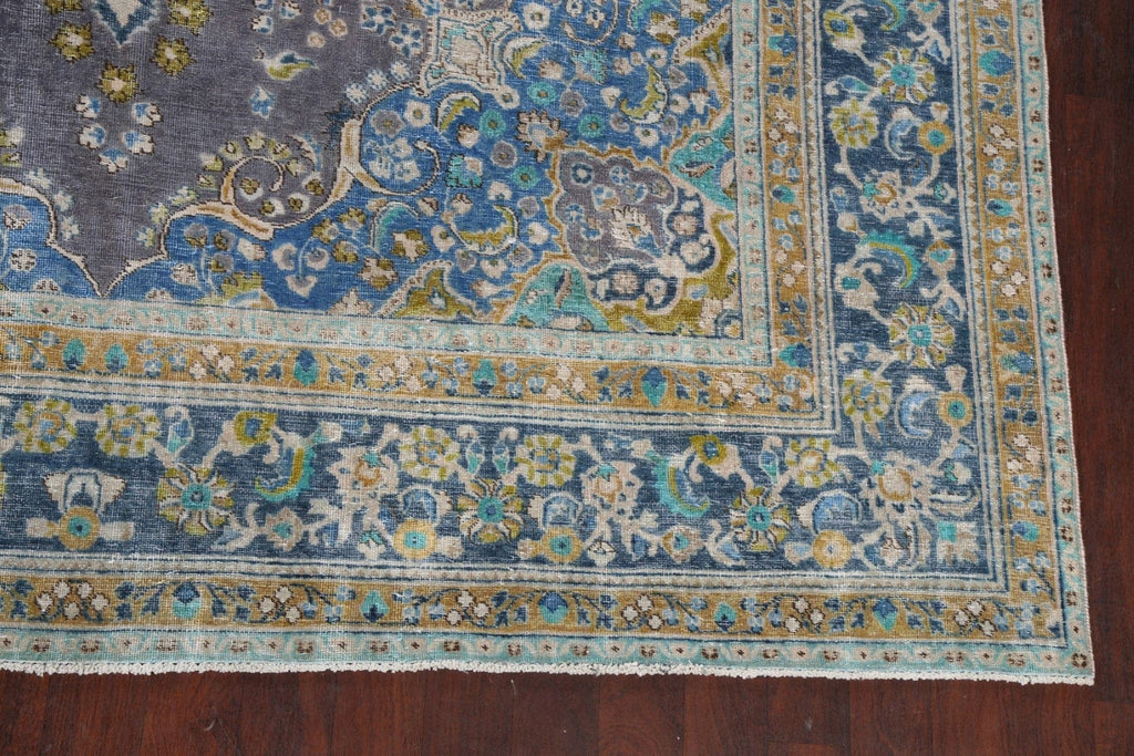 Traditional Distressed Mashad Persian Area Rug 10x13