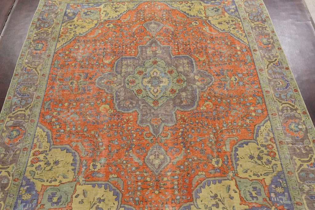 Traditional Distressed Tabriz Persian Area Rug 10x12