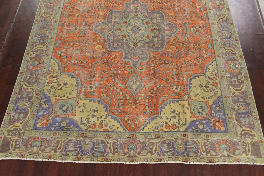 Traditional Distressed Tabriz Persian Area Rug 10x12