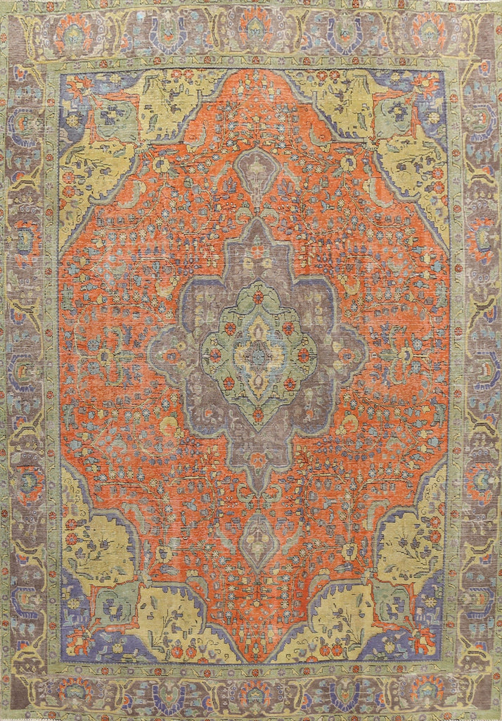 Traditional Distressed Tabriz Persian Area Rug 10x12