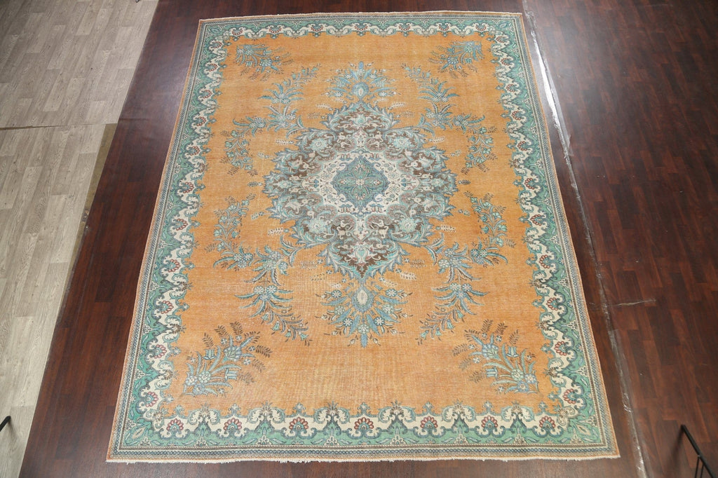 Traditional Distressed Tabriz Persian Area Rug 10x13