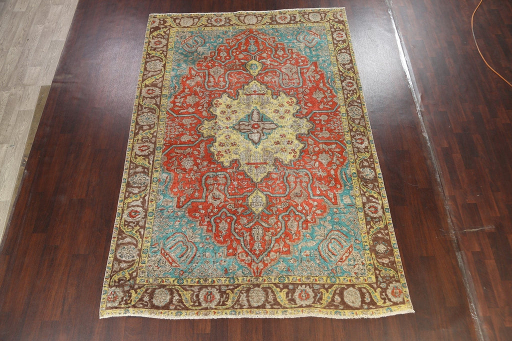 Traditional Distressed Tabriz Persian Area Rug 8x11