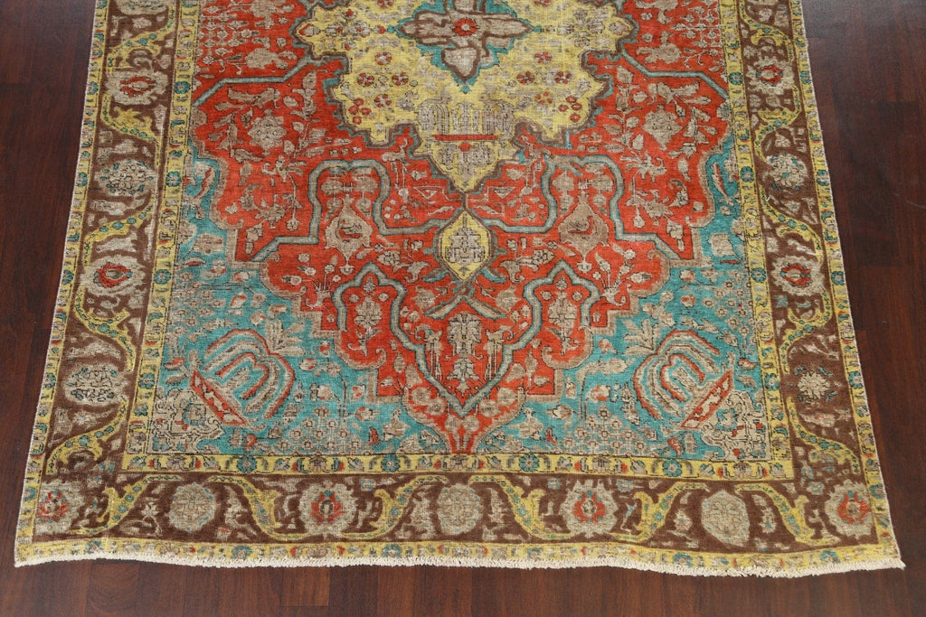 Traditional Distressed Tabriz Persian Area Rug 8x11