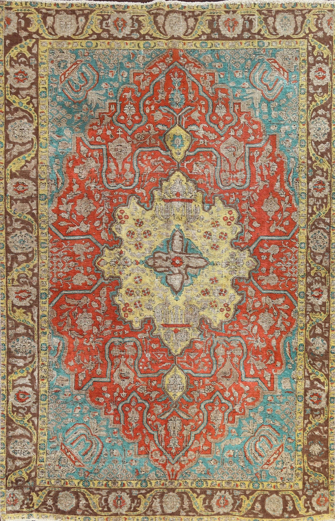 Traditional Distressed Tabriz Persian Area Rug 8x11