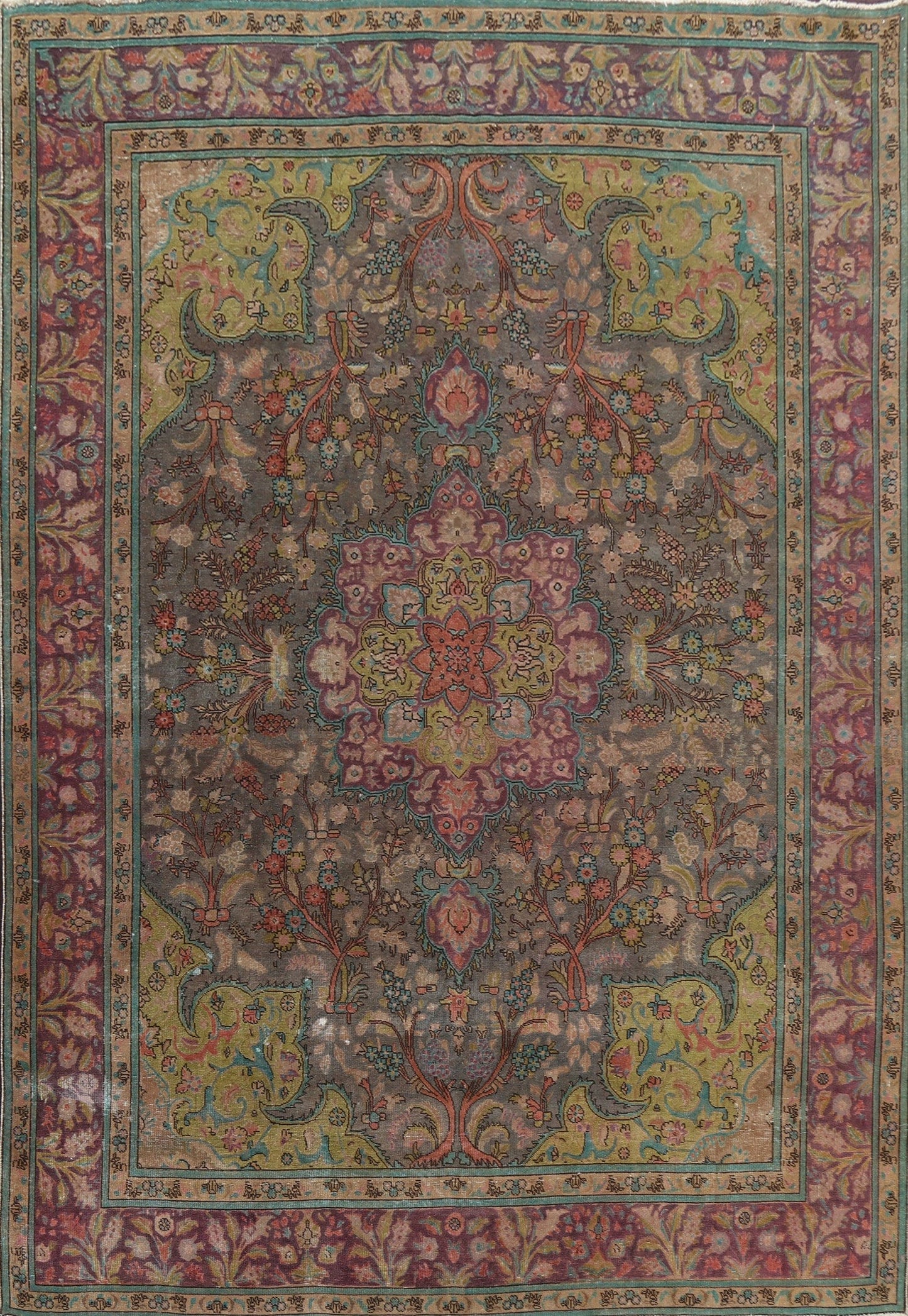 Traditional Distressed Tabriz Persian Area Rug 10x13