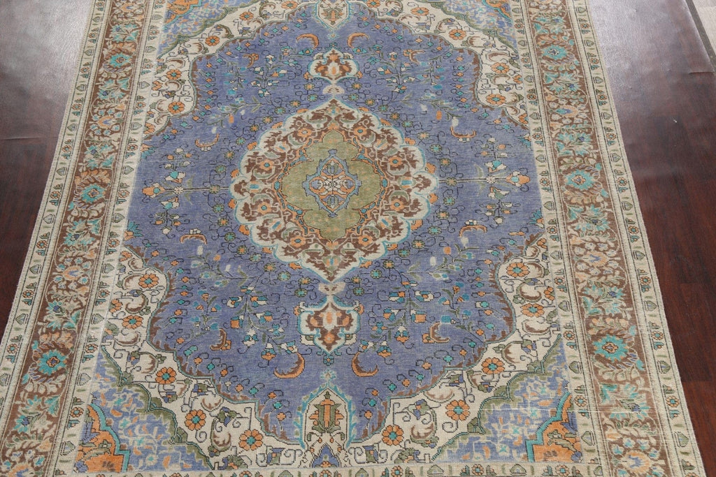 Traditional Distressed Tabriz Persian Area Rug 8x11