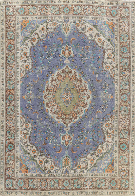 Traditional Distressed Tabriz Persian Area Rug 8x11