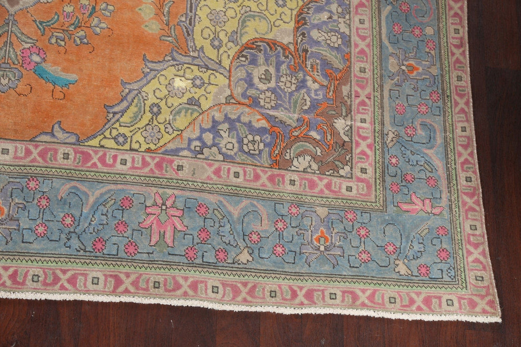 Traditional Distressed Tabriz Persian Area Rug 10x13