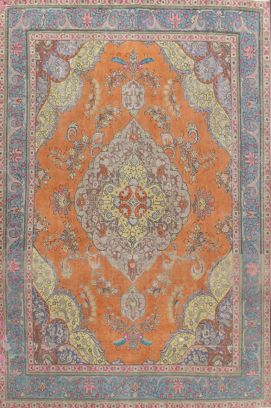 Traditional Distressed Tabriz Persian Area Rug 10x13