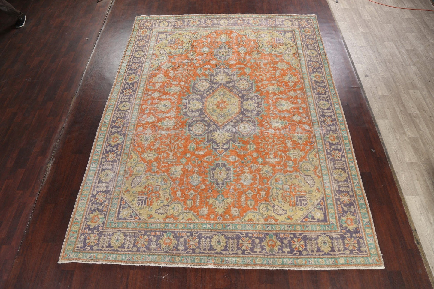 Traditional Distressed Tabriz Persian Area Rug 10x13