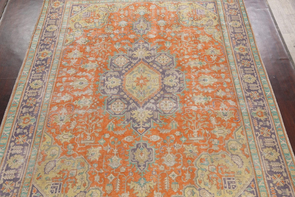 Traditional Distressed Tabriz Persian Area Rug 10x13