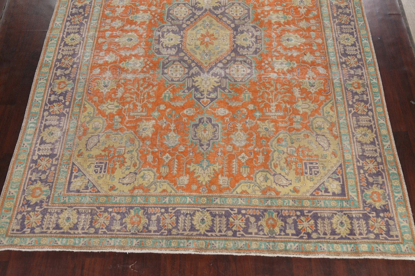 Traditional Distressed Tabriz Persian Area Rug 10x13