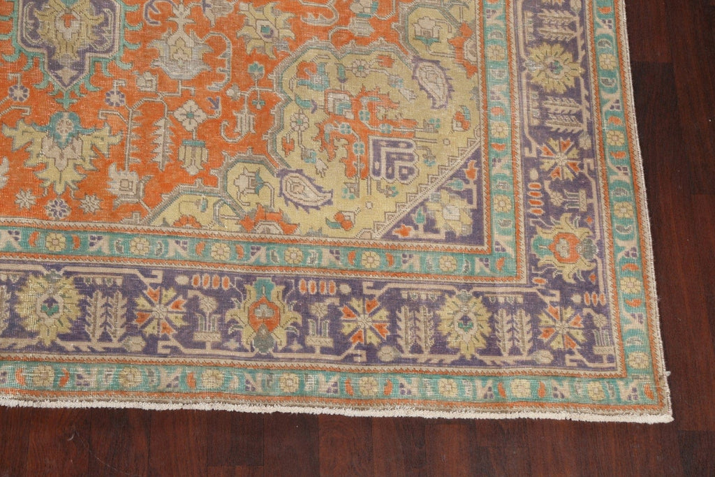 Traditional Distressed Tabriz Persian Area Rug 10x13