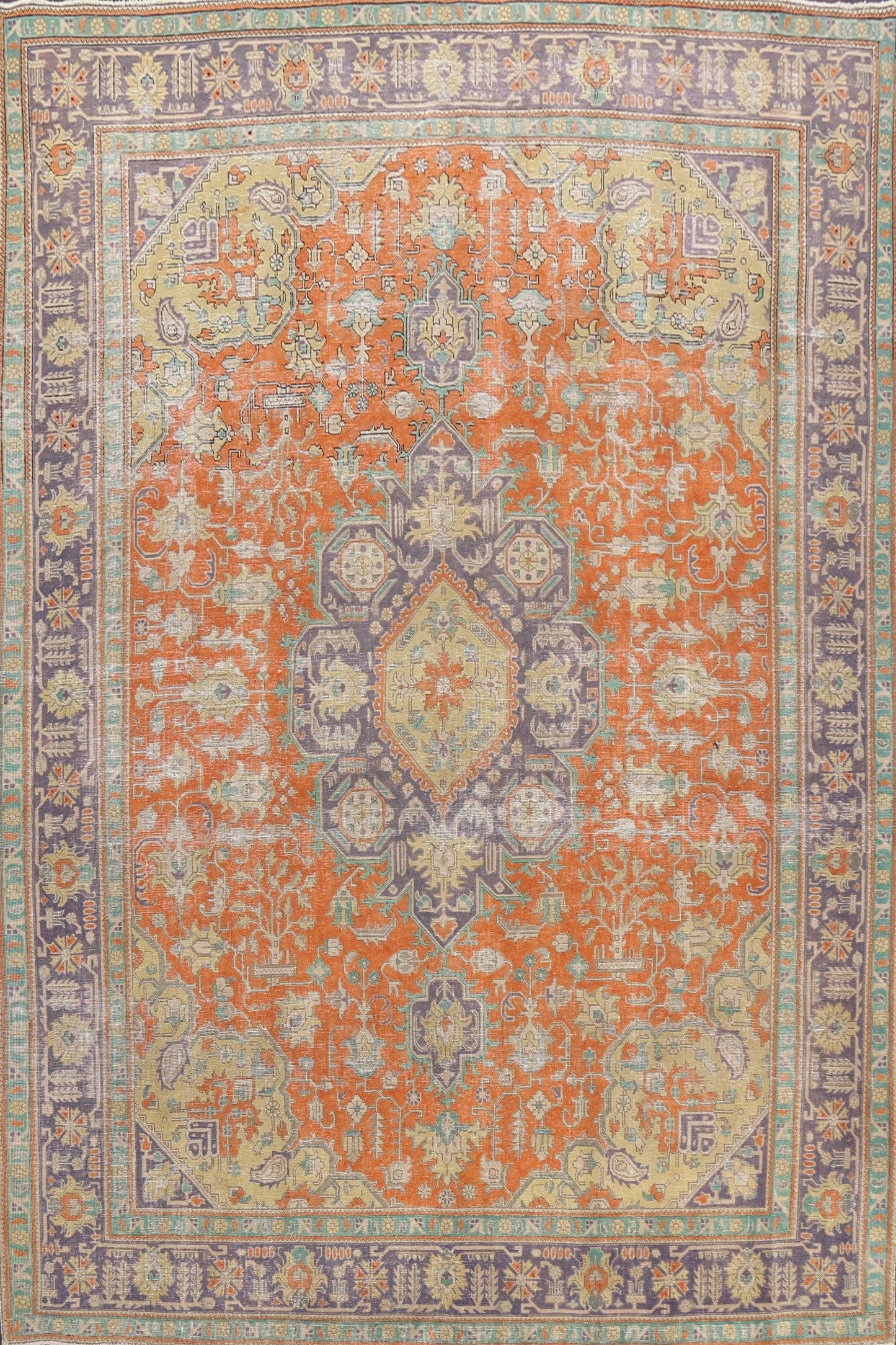 Traditional Distressed Tabriz Persian Area Rug 10x13