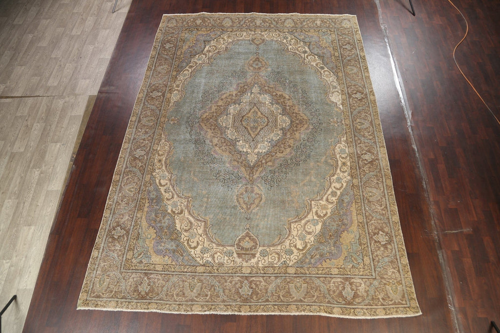 Traditional Distressed Tabriz Persian Area Rug 9x13