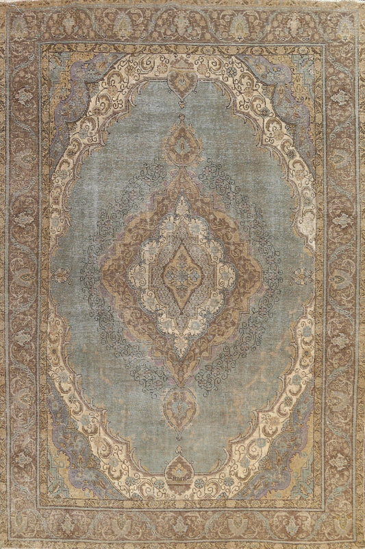 Traditional Distressed Tabriz Persian Area Rug 9x13