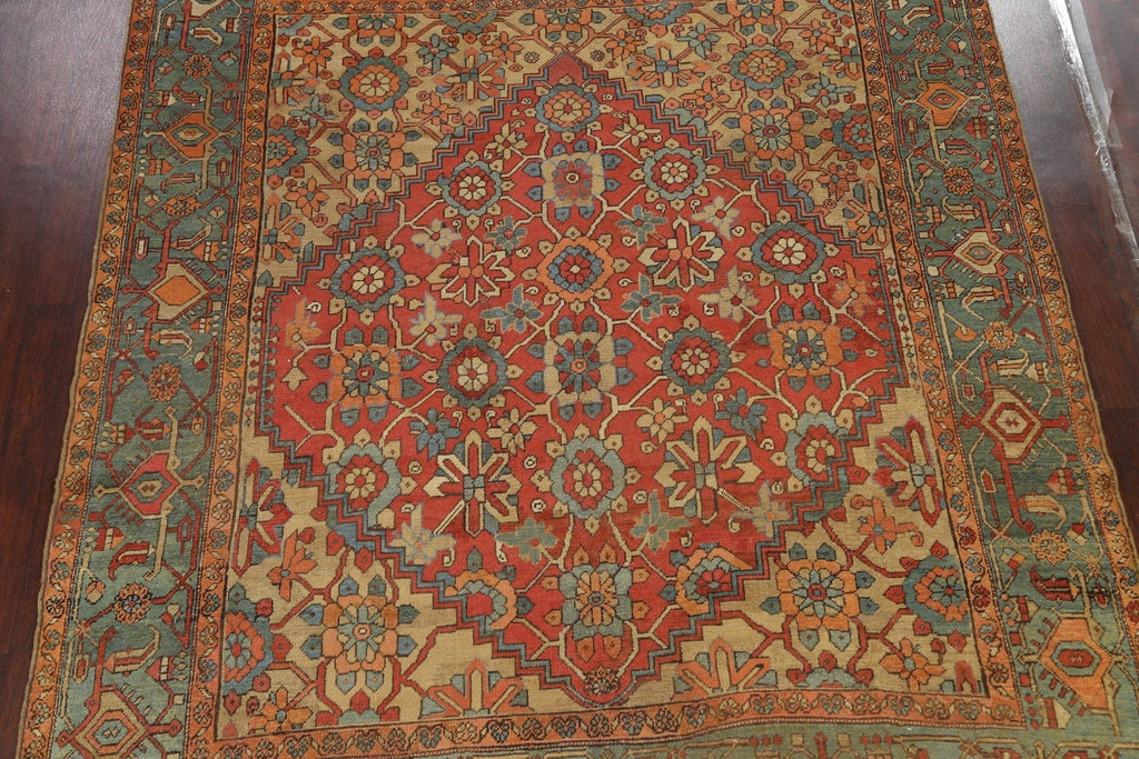 Pre-1900 Antique Vegetable Dye Heriz Serapi Persian Area Rug 9x10