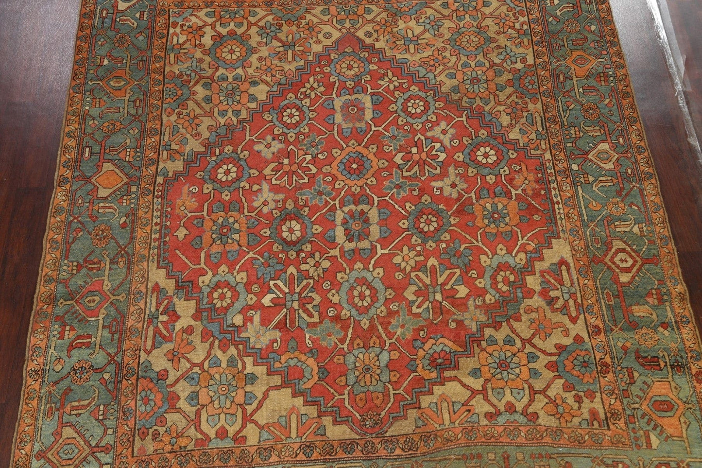 Pre-1900 Antique Vegetable Dye Heriz Serapi Persian Area Rug 9x10