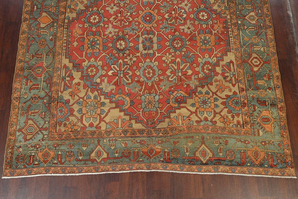 Pre-1900 Antique Vegetable Dye Heriz Serapi Persian Area Rug 9x10