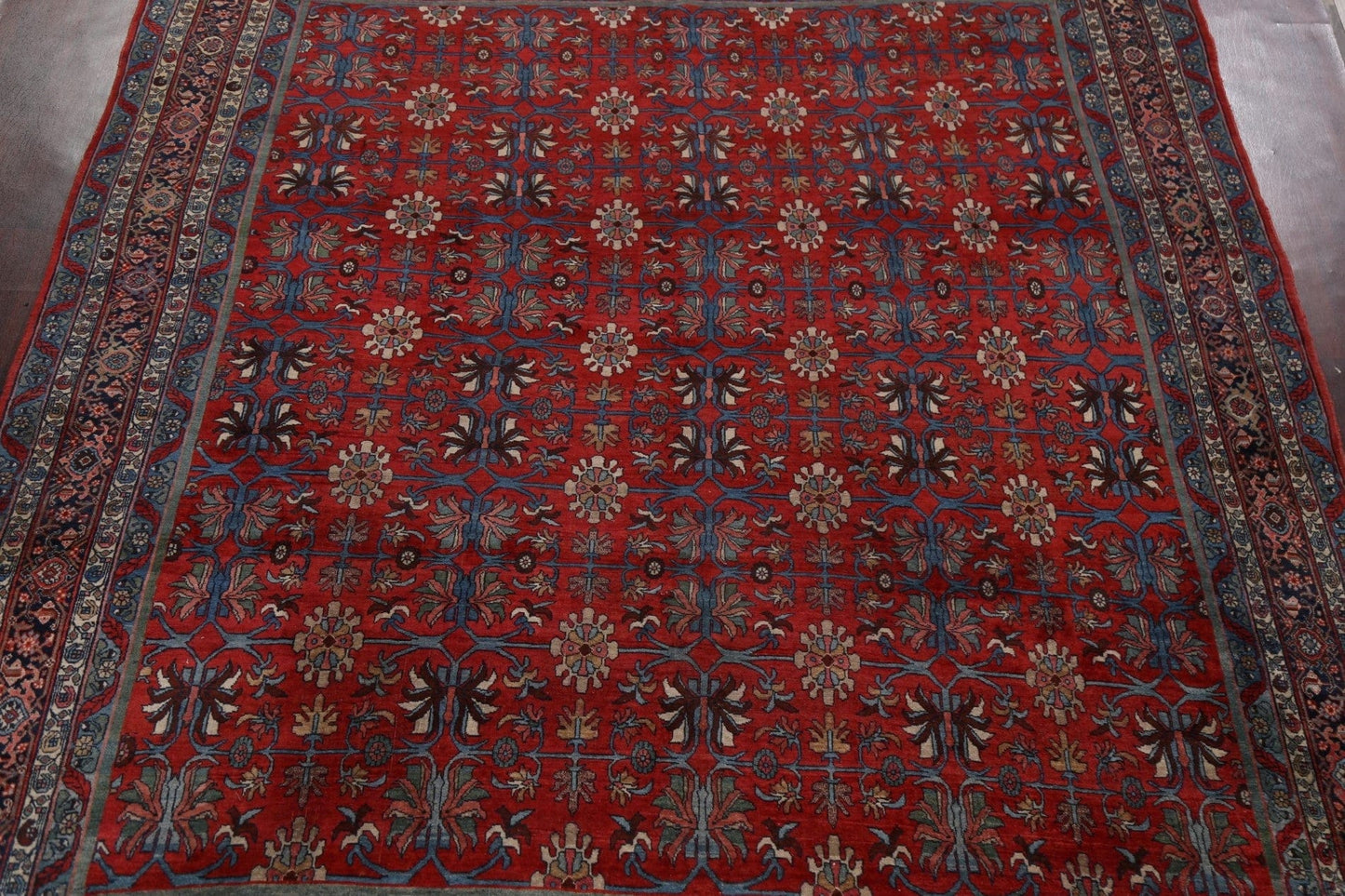 Pre-1900 Antique Vegetable Dye Bidjar Persian Area Rug 10x12