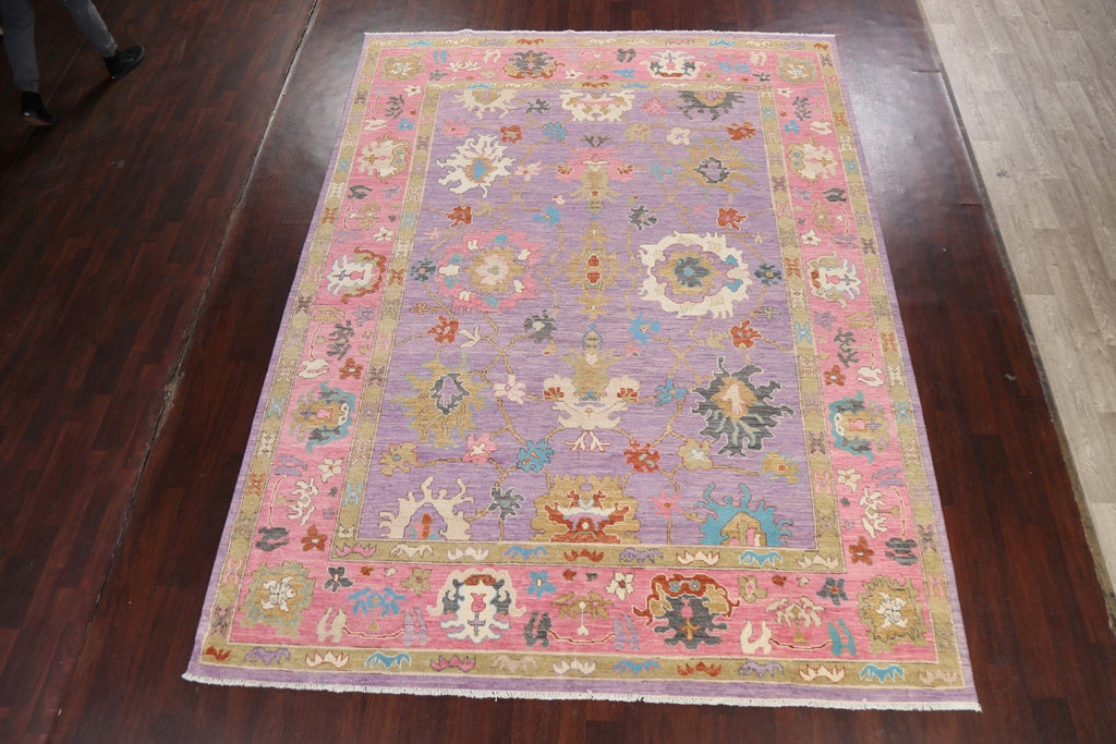 100% Vegetable Dye Floral Oushak Oriental Rug 9x12