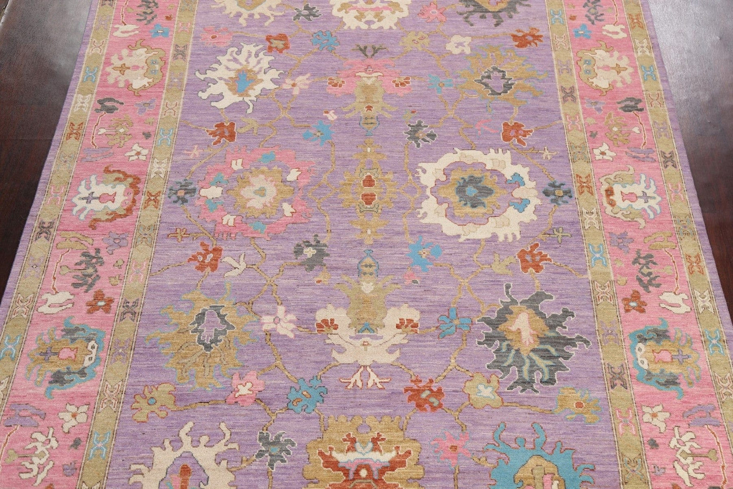 100% Vegetable Dye Floral Oushak Oriental Rug 9x12