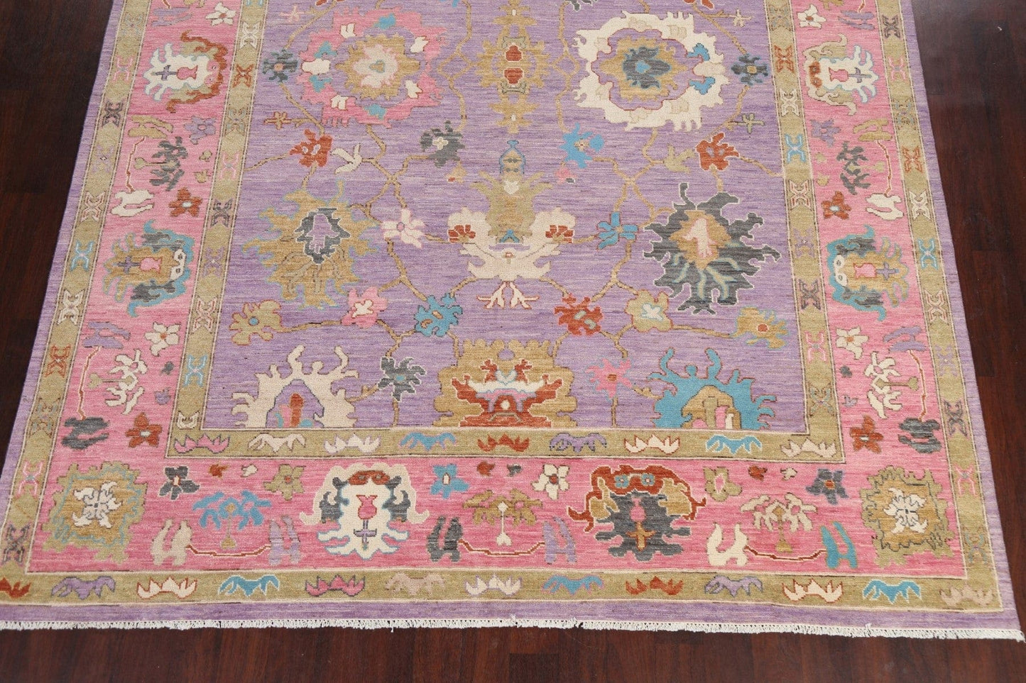 100% Vegetable Dye Floral Oushak Oriental Rug 9x12