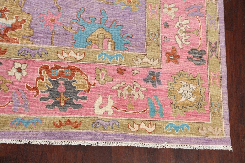 100% Vegetable Dye Floral Oushak Oriental Rug 9x12