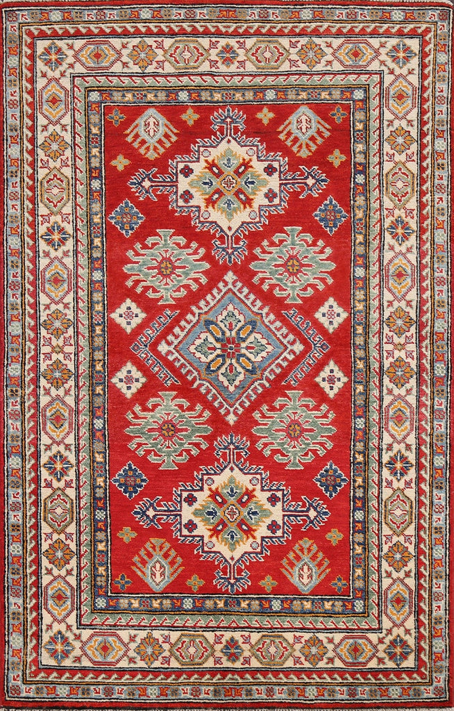 Geometric Kazak Oriental Area Rug 4x6