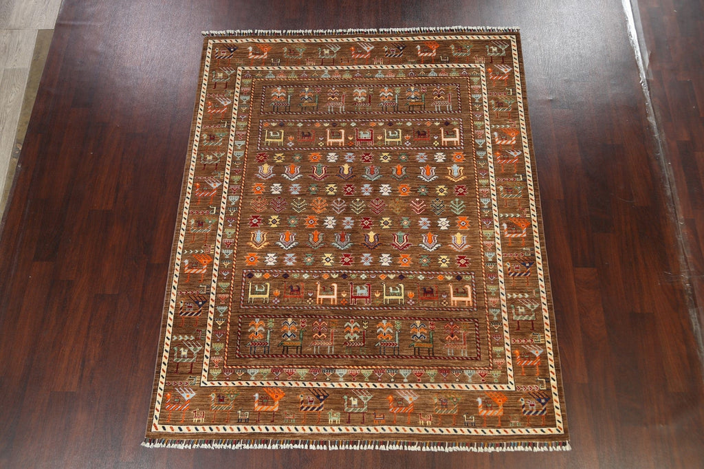 Vegetable Dye Tribal Kazak Oriental Area Rug 7x8