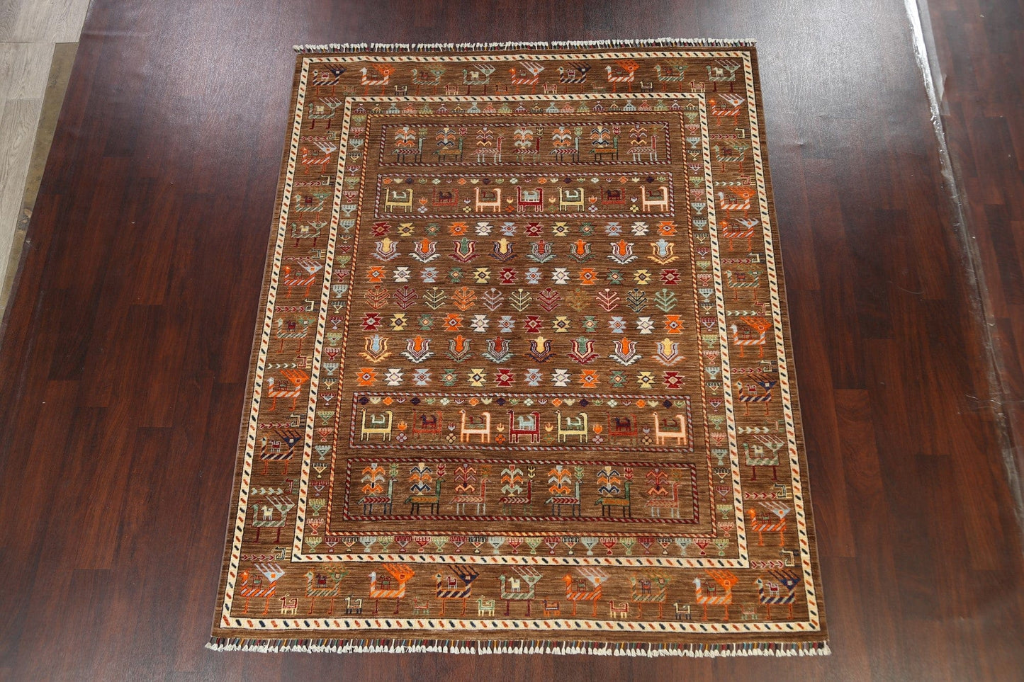 Vegetable Dye Tribal Kazak Oriental Area Rug 7x8