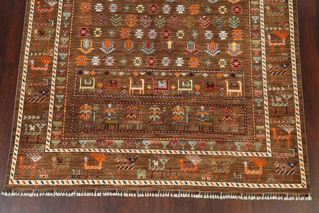 Vegetable Dye Tribal Kazak Oriental Area Rug 7x8