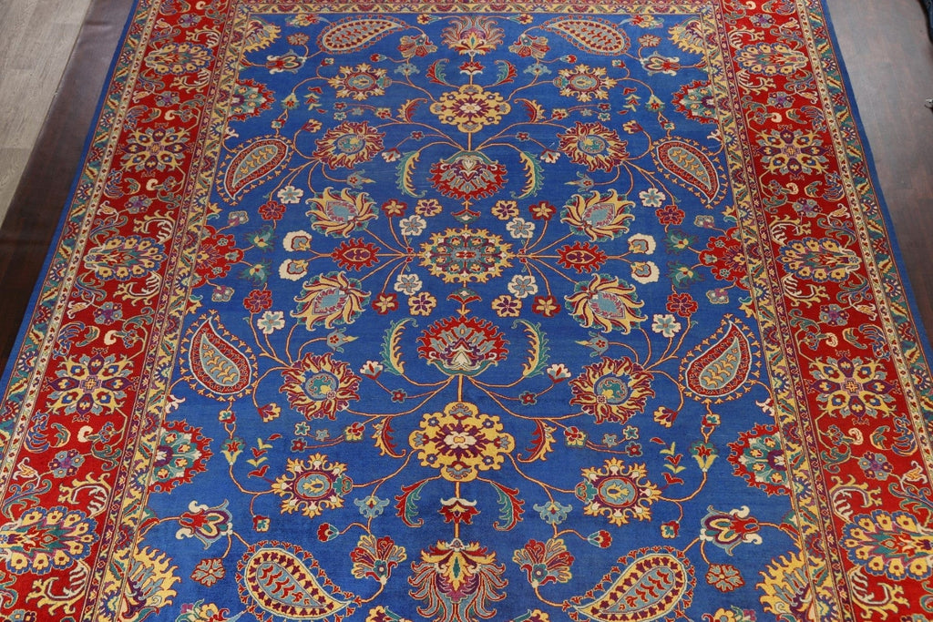 Vegetable Dye Floral Paisley Tabriz Persian Area Rug 13x16