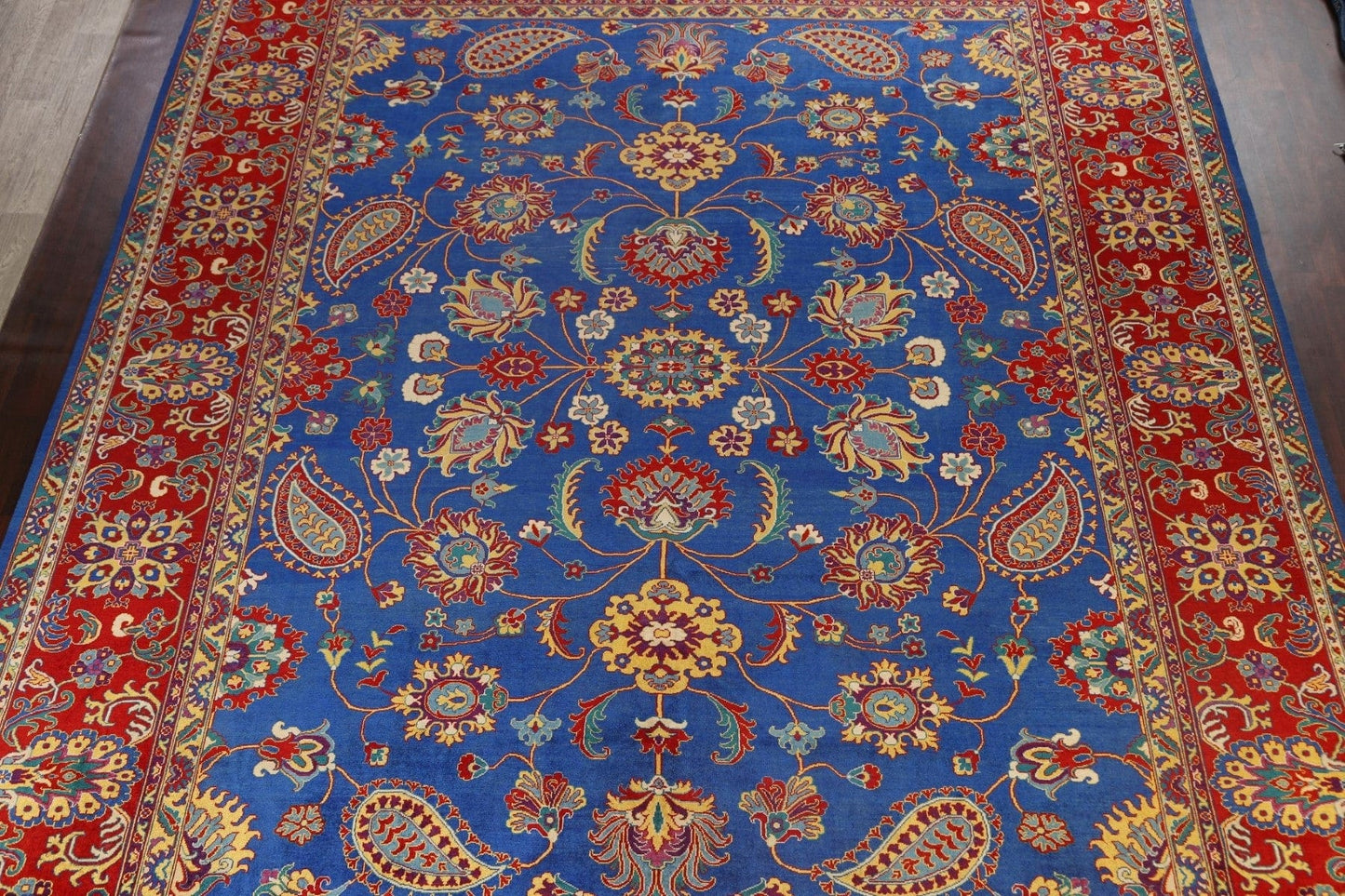 Vegetable Dye Floral Paisley Tabriz Persian Area Rug 13x16