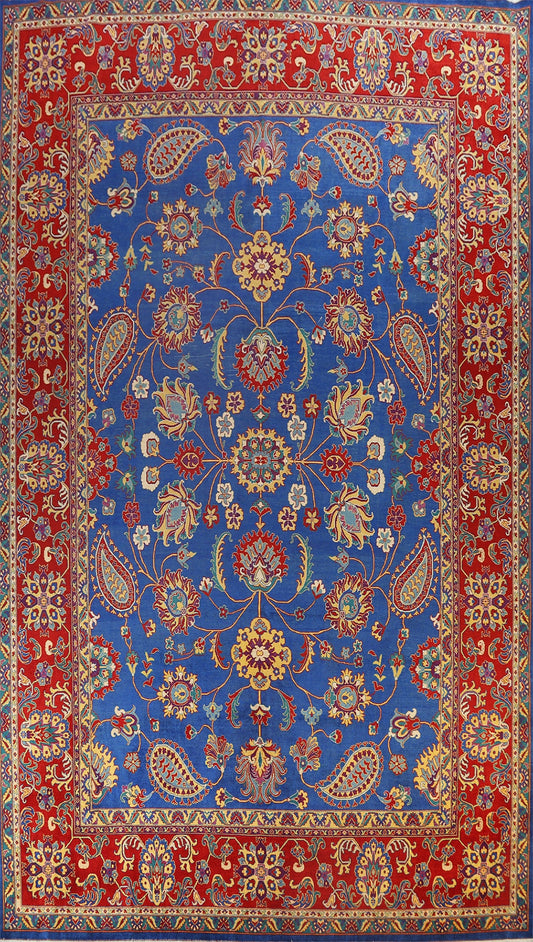 Vegetable Dye Floral Paisley Tabriz Persian Area Rug 13x16