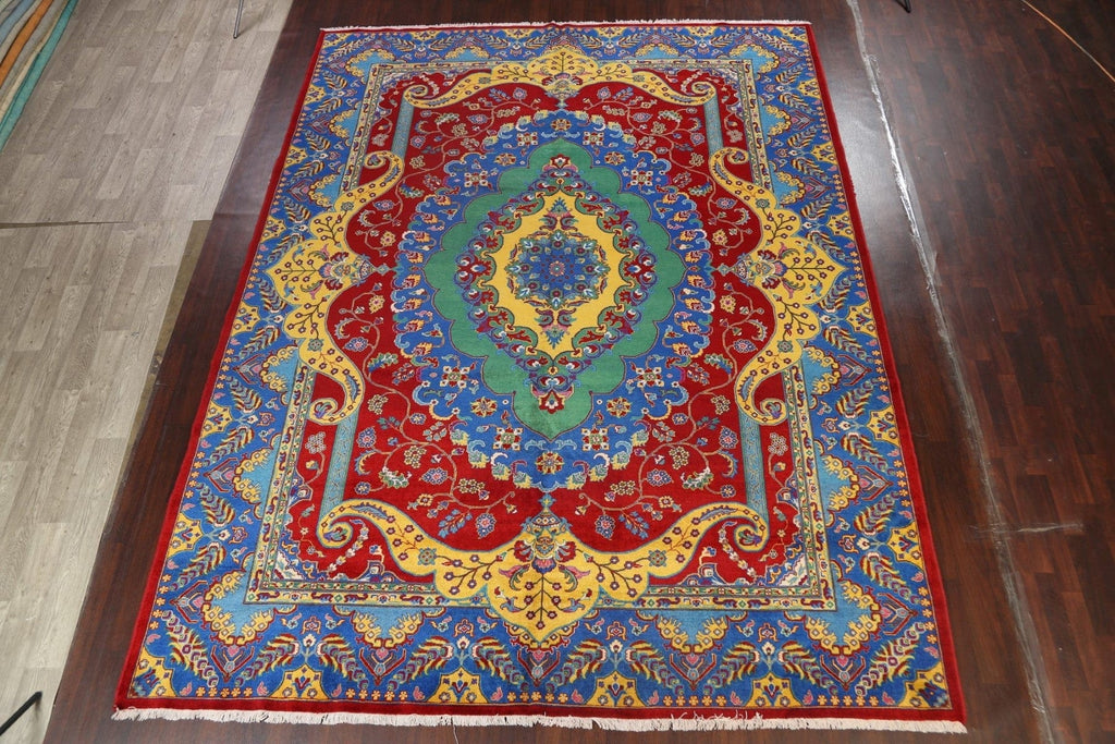 Vegetable Dye Floral Tabriz Persian Area Rug 10x13