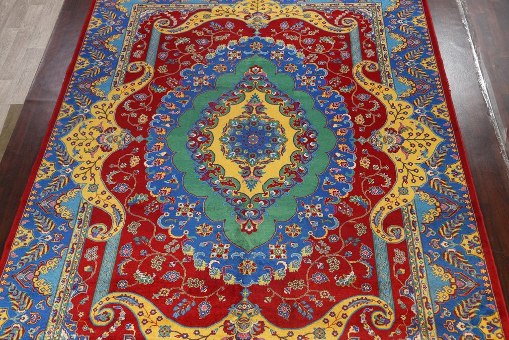 Vegetable Dye Floral Tabriz Persian Area Rug 10x13