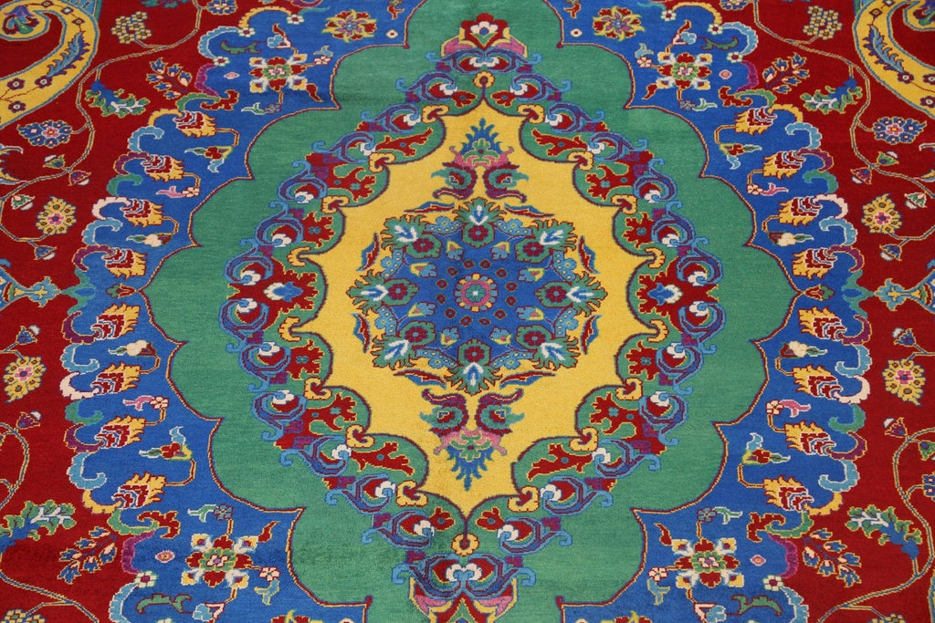 Vegetable Dye Floral Tabriz Persian Area Rug 10x13