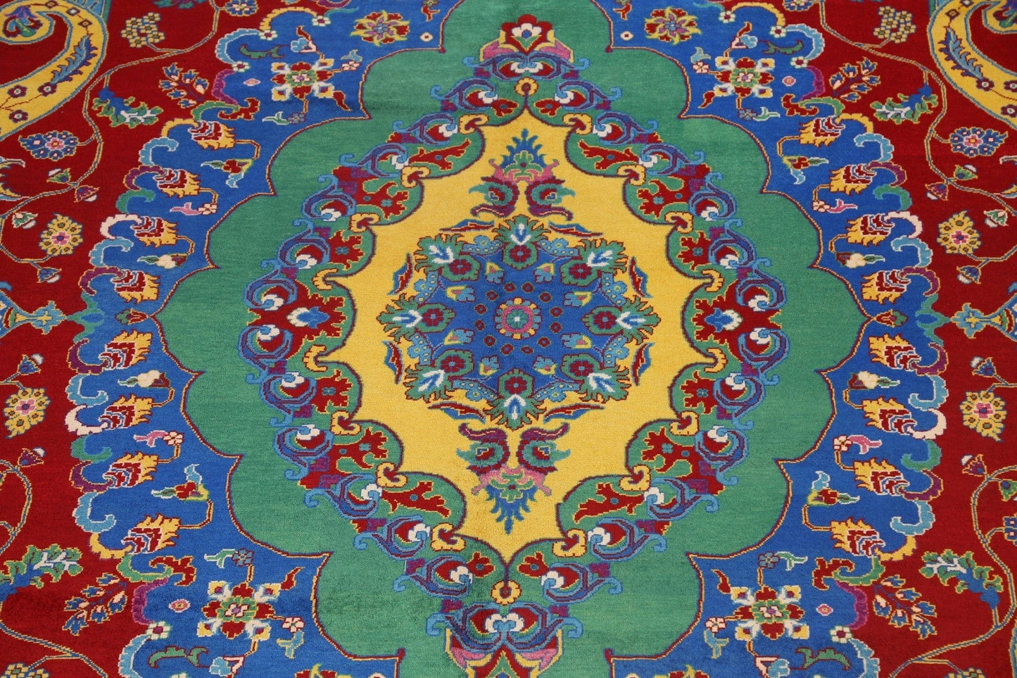 Vegetable Dye Floral Tabriz Persian Area Rug 10x13