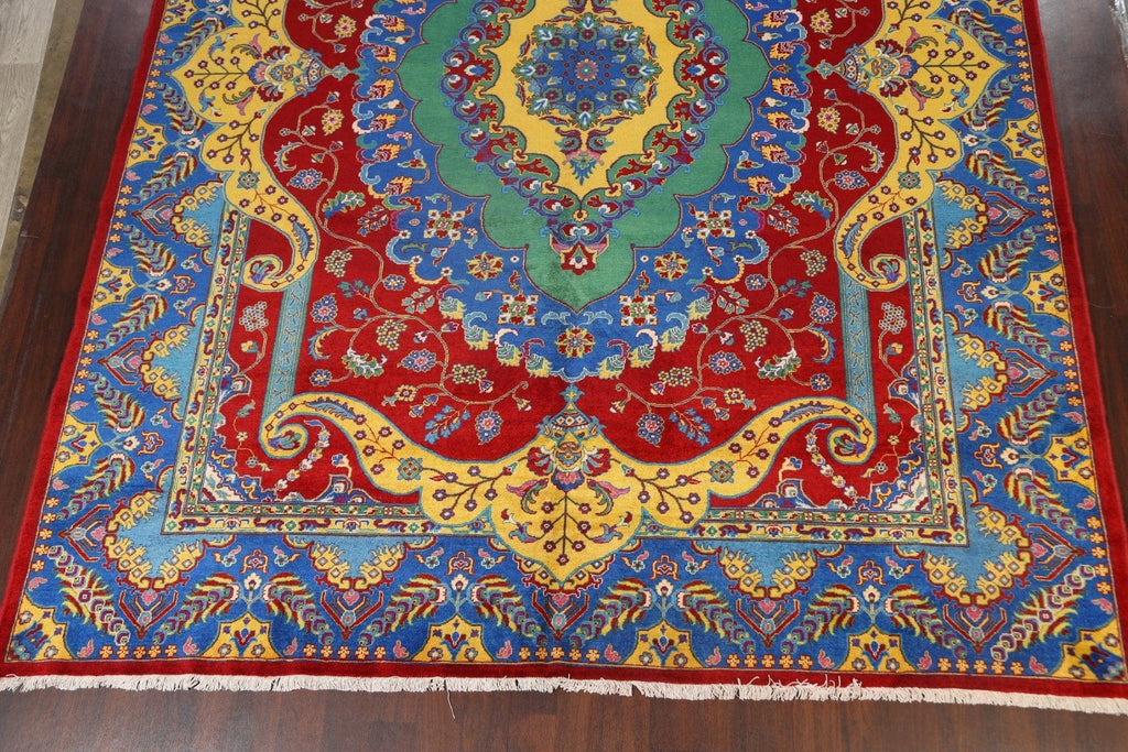 Vegetable Dye Floral Tabriz Persian Area Rug 10x13