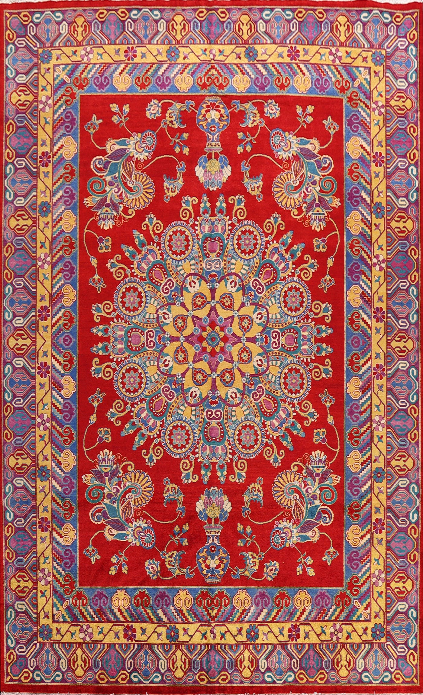 100% Vegetable Dye Geometric Tabriz Persian Area Rug 9x12