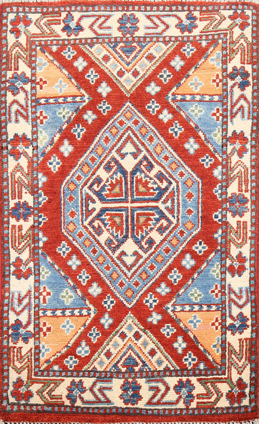 Geometric Kazak Oriental Area Rug 2x3