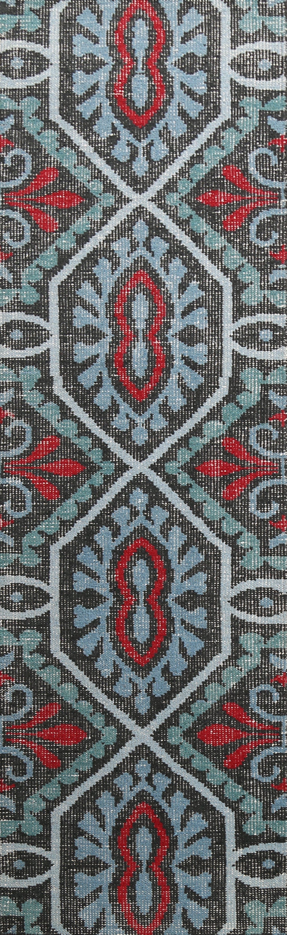 Geometric Abstract Oriental Runner Rug 3x8