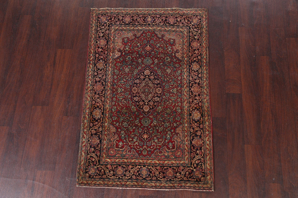 Pre-1900 Antique Vegetable Dye Kerman Lavar Persian Area Rug 3x5